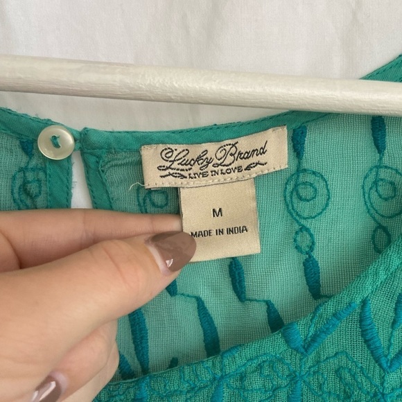 Lucky Brand Boho Semisheer Long sleeve blouse Size Medium - Picture 7 of 11